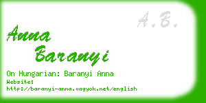 anna baranyi business card